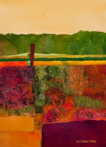 Ethel Hills - Morning Song - Mixed Media Collage on Paper - approx 15" x 11" - Framed to 20" x 16"